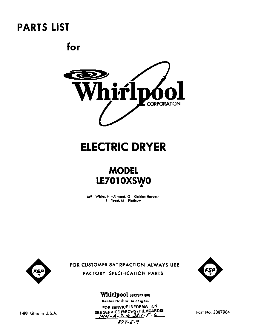 Parts diagram