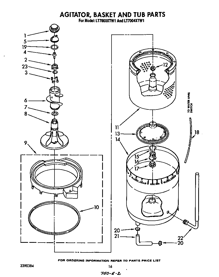 Agitator, basket and tub