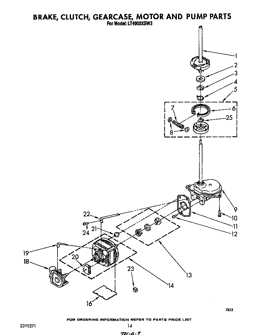 Brake, clutch, gearcase, motor and pump