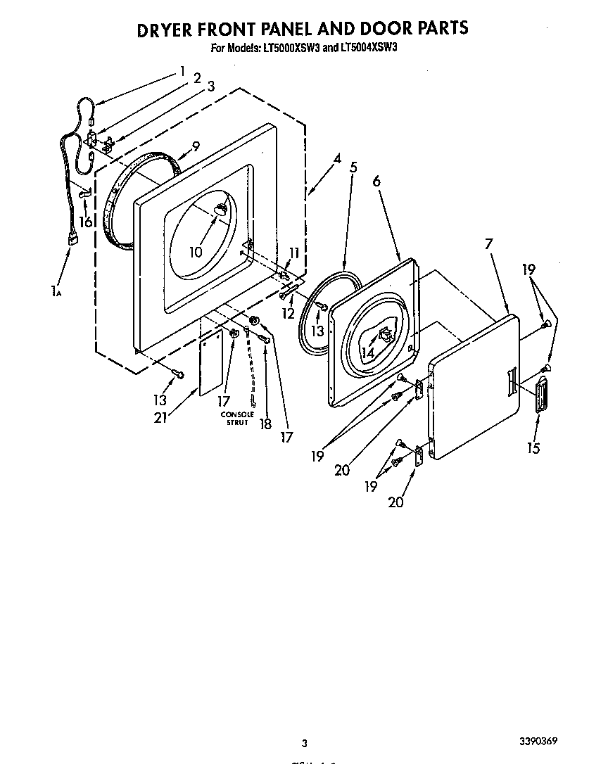 Dryer front panel and door