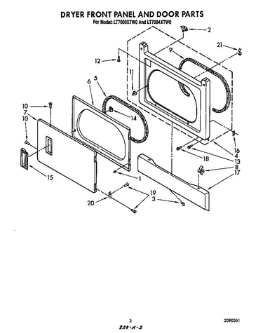 Dryer front panel and door