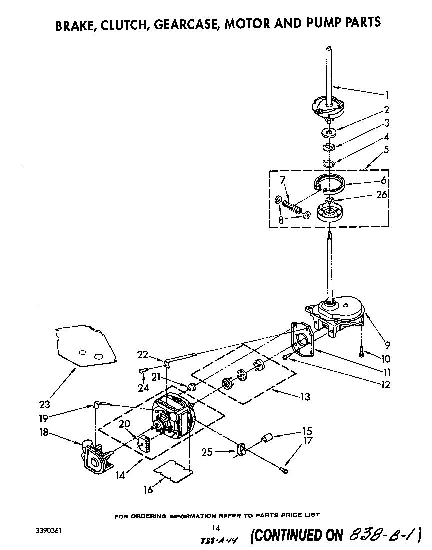 Brake, clutch, gearcase, motor and pump