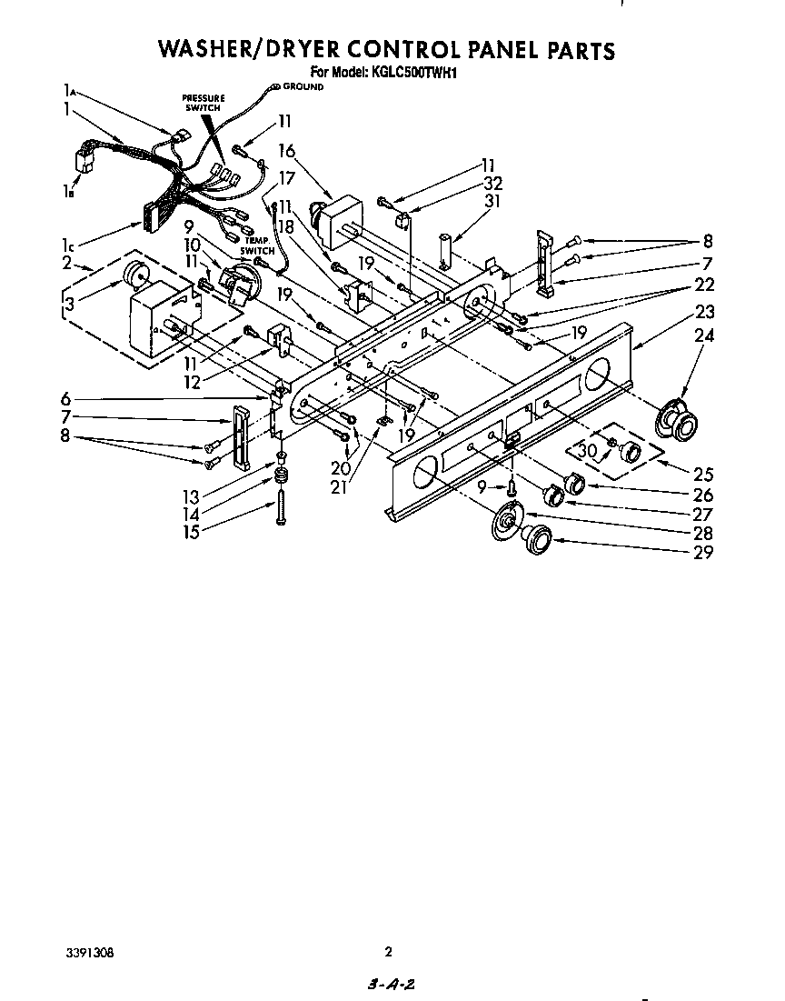 Washer/dryer control panel
