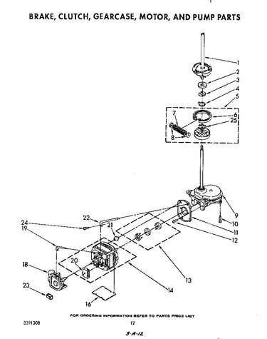 Brake, clutch, gearcase, motor and pump