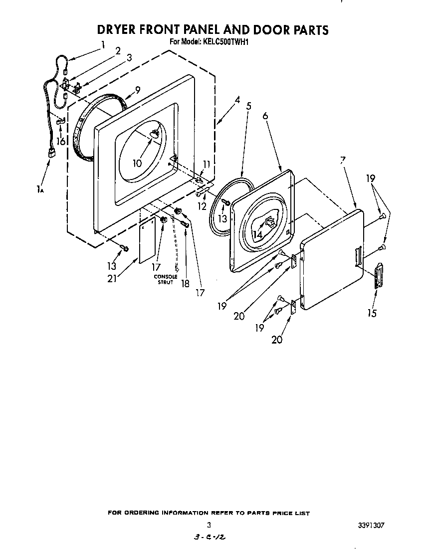Dryer front panel and door