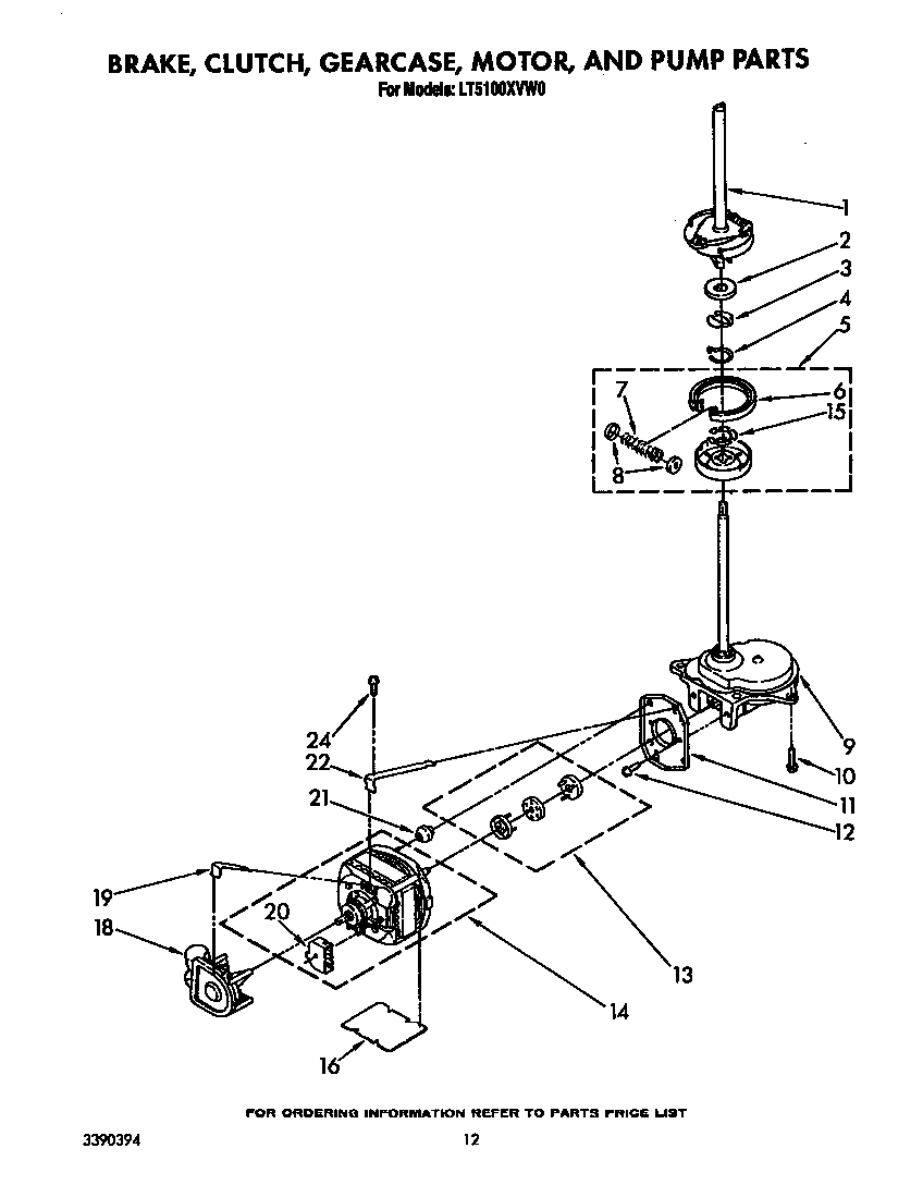 Brake, clutch, gearcase, motor and pump