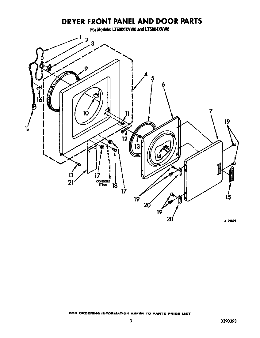 Dryer front panel and door