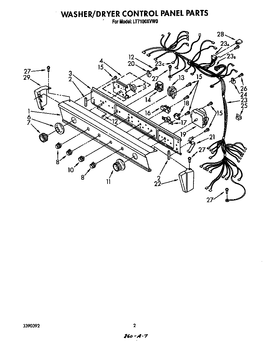 WASHER/DRYER CONTROL PANEL