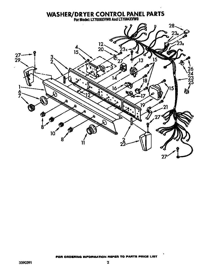 WASHER/DRYER CONTROL PANEL