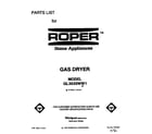 Roper GL3030WW1 front cover diagram