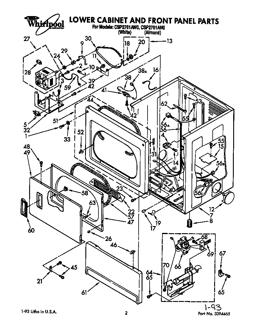 Lower cabinet and front panel