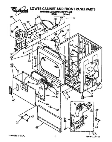 Lower cabinet and front panel