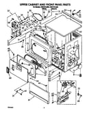 Upper cabinet and front panel