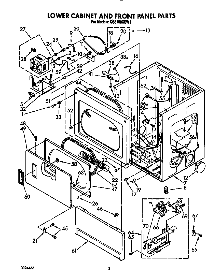 Lower cabinet and front panel