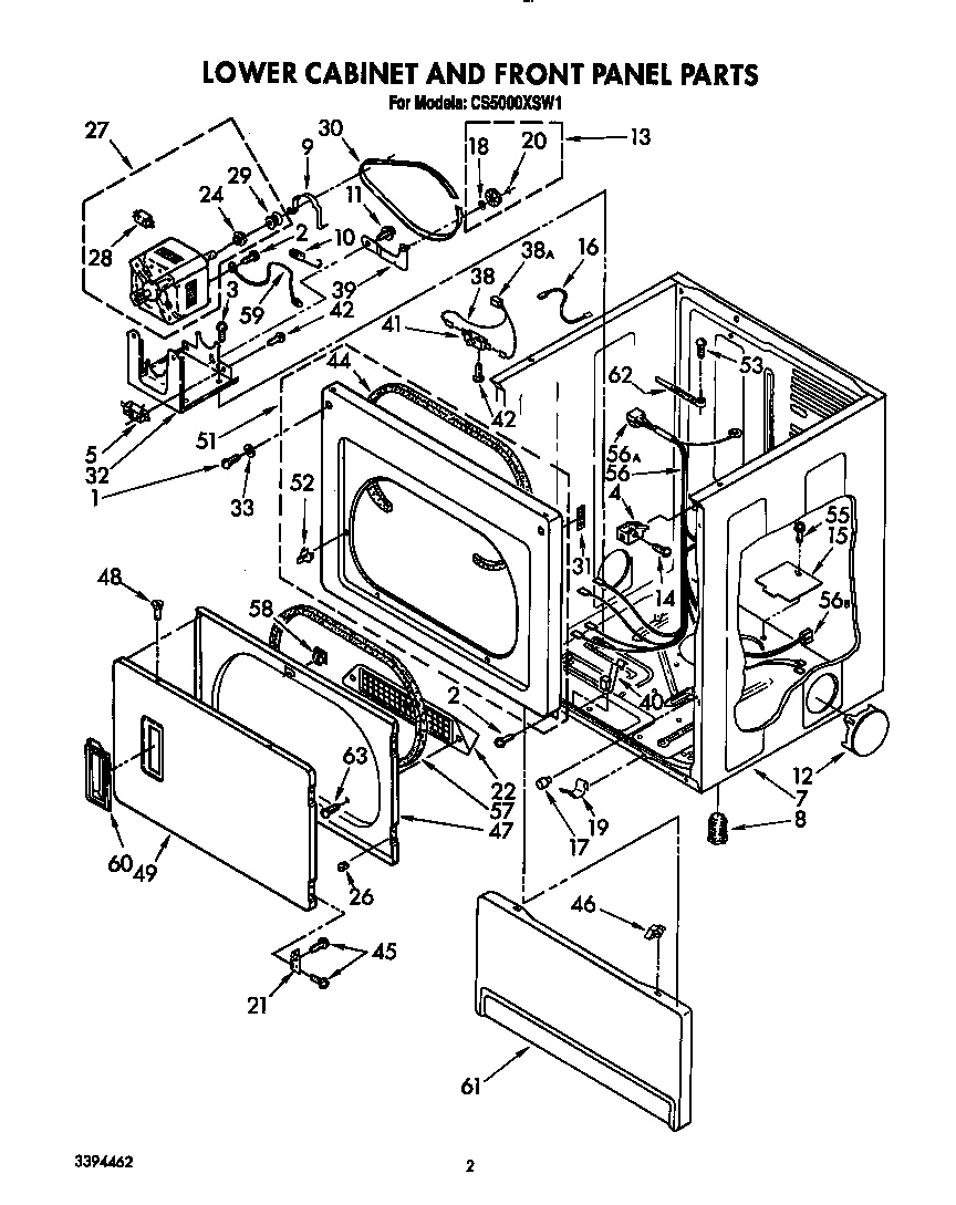 Lower cabinet and front panel