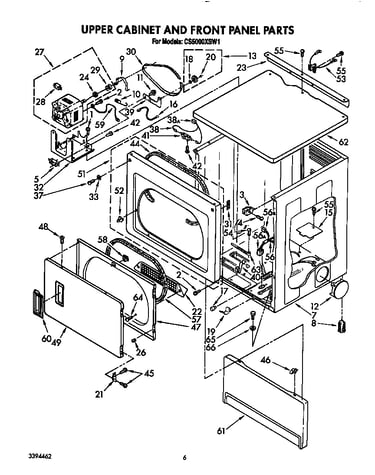 Upper cabinet and front panel