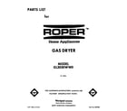 Roper GL3030WW0 front cover diagram
