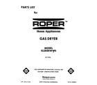 Roper GL2020WW0 front cover diagram
