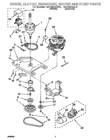Brake, clutch, gearcase, motor and pump
