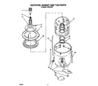 Whirlpool LCR5244AW1 agitator, basket and tub diagram