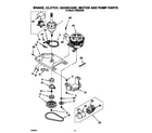Whirlpool LCR5244AW1 brake, clutch, gearcase, motor and pump diagram