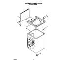Whirlpool LA5243XYW1 top and cabinet diagram