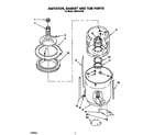 Whirlpool LMR4131AW0 agitator, basket and tub diagram