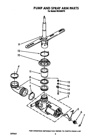 Pump and spray arm