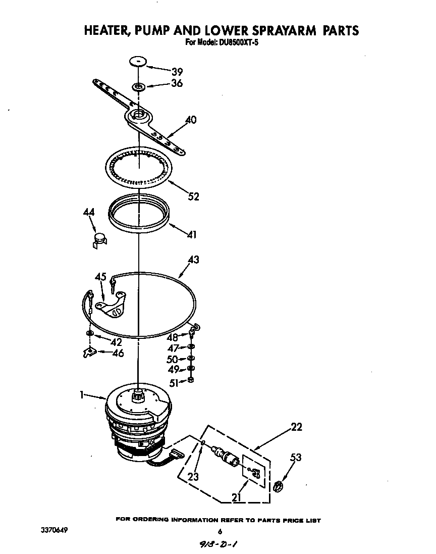 Heater, pump and lower spray arm