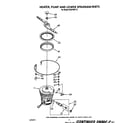 Whirlpool DU8750XT2 heater, pump, and lower spray arm diagram