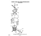 Whirlpool DU8700XT4 heater, pump and lower sprayarm diagram