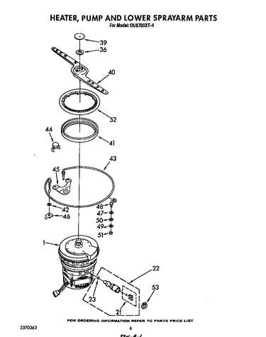 Heater, pump and lower sprayarm