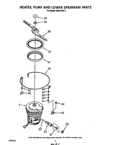 Heater, pump and lower spray arm