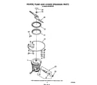 Whirlpool DP8700XTN4 heater, pump and lower spray arm diagram