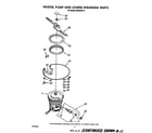 Whirlpool DU8500XT4 heater, pump, and lower spray arm diagram