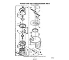 Whirlpool DU8350XT3 heater, pump, and lower spray arm diagram