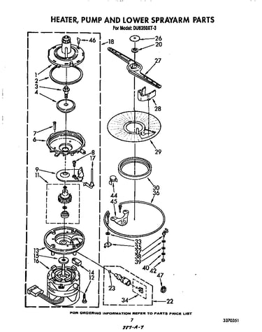 Heater, pump, and lower spray arm