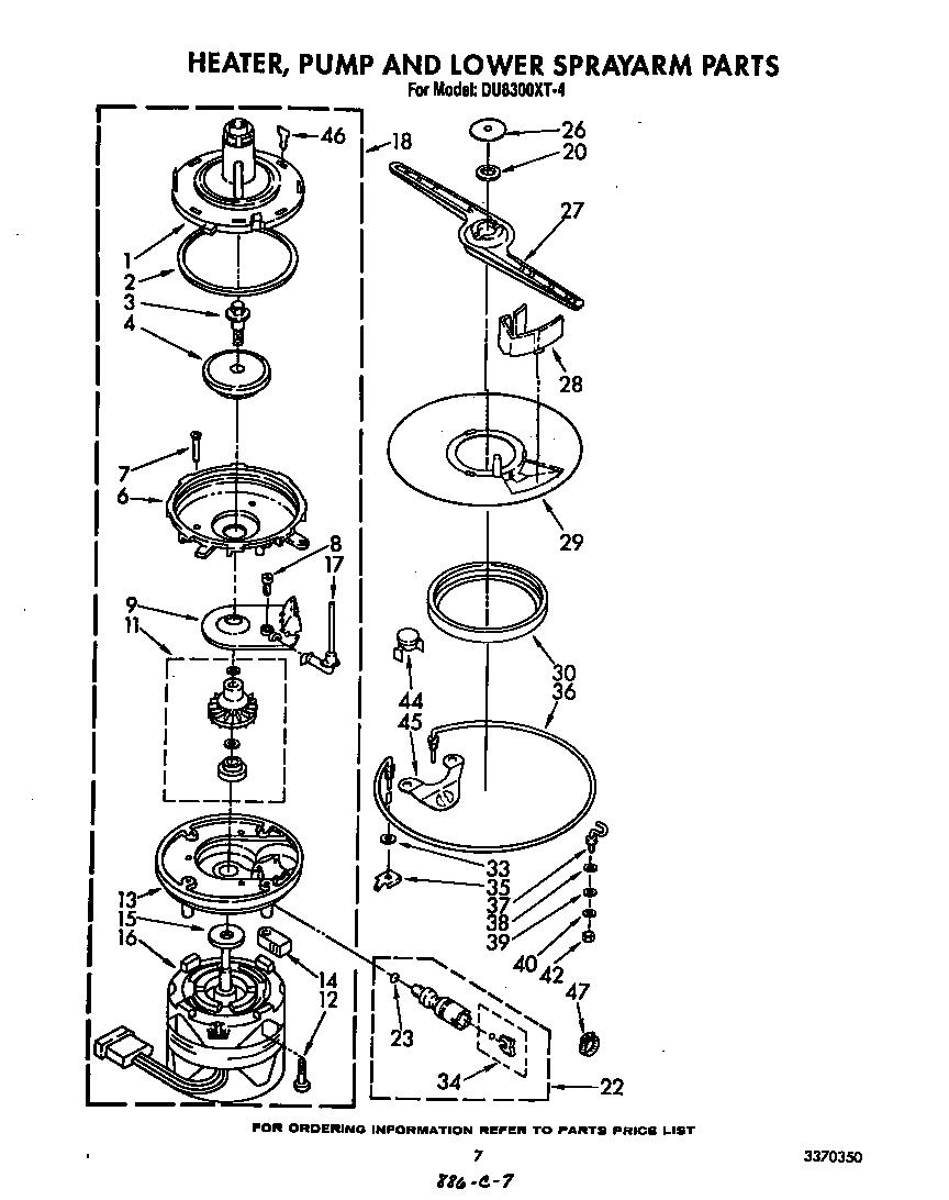 Heater, pump, and lower spray arm