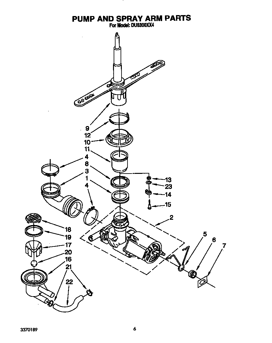 Pump and spray arm