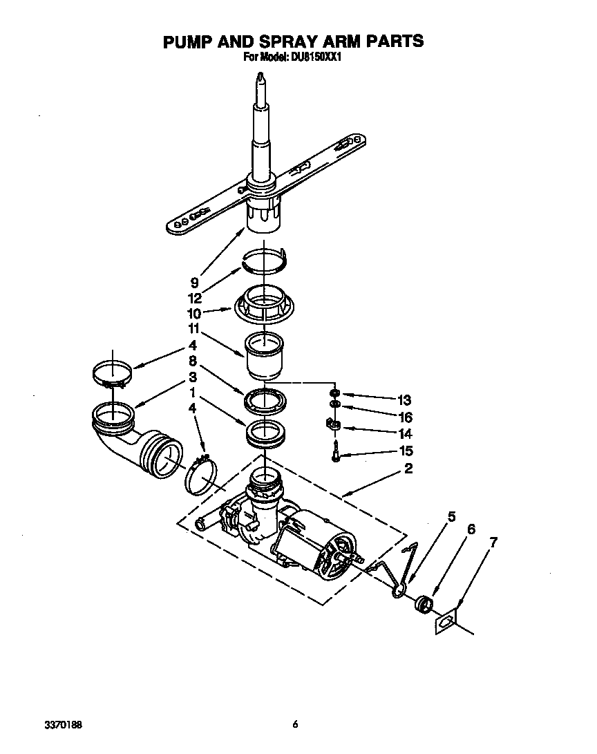 Pump and spray arm
