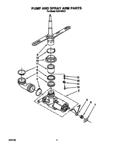 Pump and spray arm