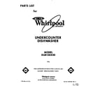 Whirlpool DU8150XX0 front cover diagram