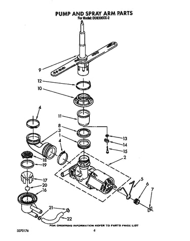 Pump and spray arm
