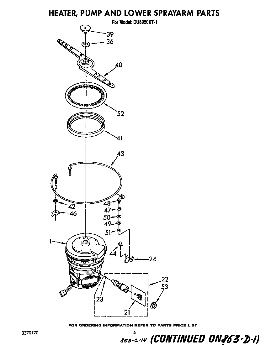 Heater, pump and lower spray arm