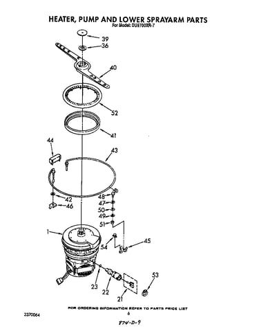 Heater, pump and lower spray arm