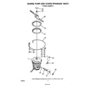 Whirlpool DU8900XT4 heater, pump and lower spray arm diagram