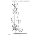 Whirlpool DU8750XT1 heater, pump and lower spray arm diagram