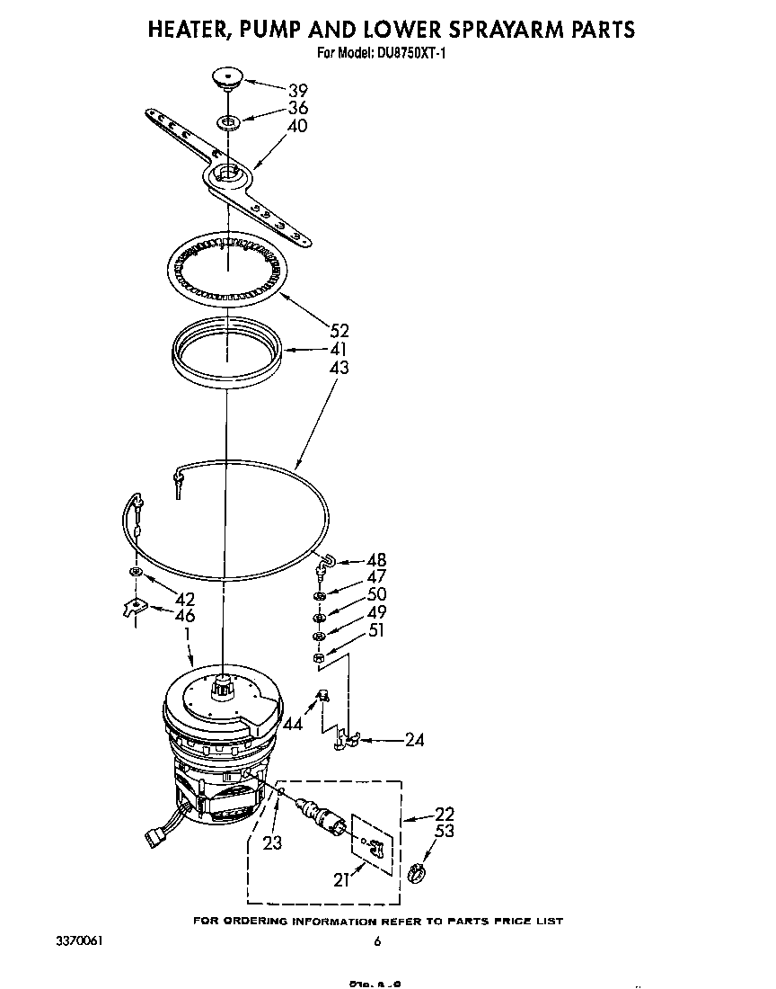 Heater, pump and lower spray arm