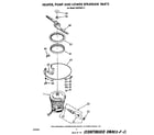 Whirlpool DU8700XT3 heater, pump and lower spray arm diagram