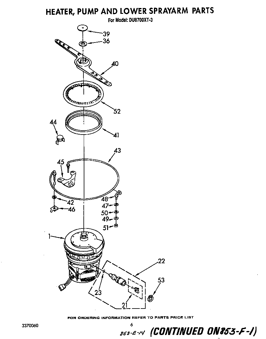 Heater, pump and lower spray arm